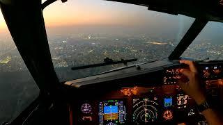 4K Boeing 737 Beautiful Sunset Cockpit Landing in Dubai (DXB/OMDB)