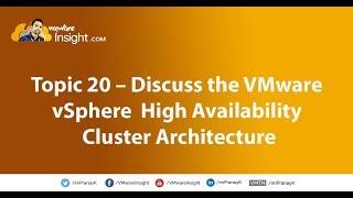 Topic 20 – Discuss the VMware vSphere High Availability Cluster Architecture