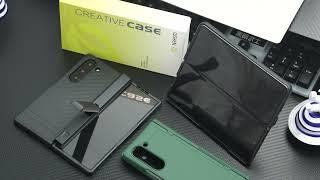 WSKEN Samsung Galaxy Z Fold 6 Case and HD Front Screen Protector Built in Hidden Kickstand