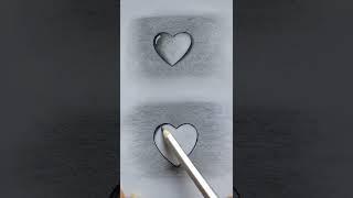 How to draw easy 3D heart water drop / pencil drawing #shorts