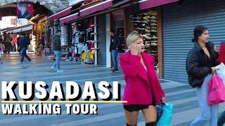 Kuşadası Evening Walking Tour, Beautiful Bars and Cafes, 5 December 2021 Turkey 4K