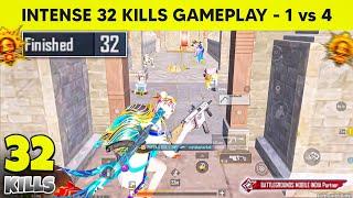 32 Highest Finishes Gameplay  INTENSE 1 VS 4 SITUATION  BGMI GAMEPLAY - DT GAMING