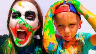 Bad Baby Джокер в Краске PAINTS on Joker Body! Superheroes in Real Life