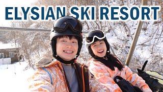 TAKING 3 HOURS TO SNOWBOARD 1 SLOPE?! | Day Trip from Seoul to Elysian Ski Resort | KOREA VLOG