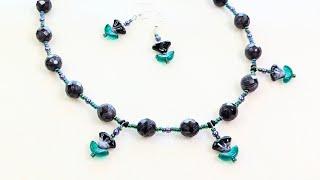 Night Garden necklace & earrings with the Ladies' Night Potomac Beads Treasure box