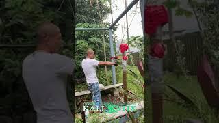 How to Martial Arts Weapons technique kali sticks drill on wooden dummy