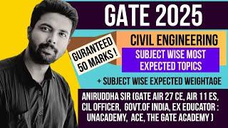 GATE 2025 Civil Engineering Most Important Topics || GATE 2025 subject wise weightage #gate2025 #iit