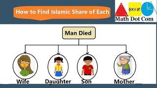 How to Find Share of Mother, Wife(Widow), Daughter and a Son(Islamic Inheritance ) | Math Dot Com