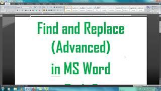 Advanced Find and Replace options in MS Word