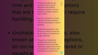 What is the difference between checked and unchecked exceptions? #javabasics #javaconcepts #java