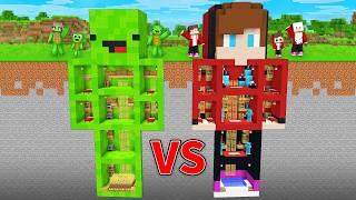 JJ's RICH vs Mikey's POOR Secret Underground Base Batte in Minecraft - Maizen