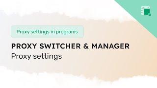 Proxy settings in the Proxy Switcher and Manager extension