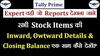 How To View All Stock Items Inward-Outward detail & Closing Balance in a Single Screen  Tally Prime