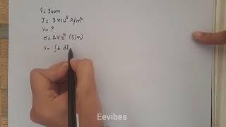 The current flowing through a 300-m-long conducting wire of uniform cross section has a density of