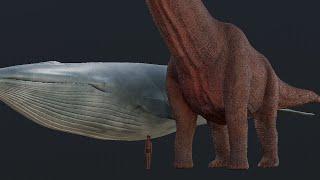 Blue Whale and Argentinosaurus 3d size comparison