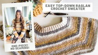 Top Down Raglan Crochet Sweater - Free Pattern
