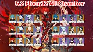 Diluc All Chamber 5.2 Spiral Abyss Floor 12 | Genshin Impact