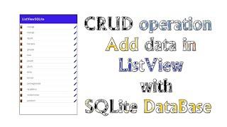 Create CRUD operation In an android studio | Display Data in listview with SQLite database