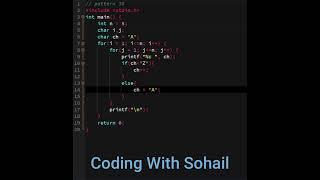 Pattern 30 || C Programming || Coding With Sohail #shorts