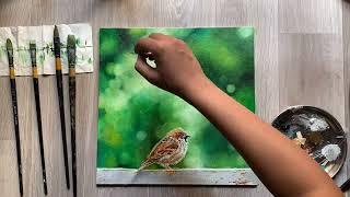 Bird Painting | Acrylic Colors | Blur Background | Painting