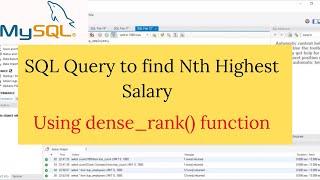 SQL Query to Find Nth Highest Salary Using Dense Rank Function