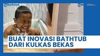 Kelewat Kreatif, Demi sang Anak, Bapak Ini Beli Kulkas Bekas untuk Disulap Jadi Bathtub