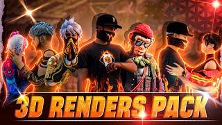 FREE FIRE 3D RENDERS PACK  || PACK BY @UNEVEN_GFX_  || FREE