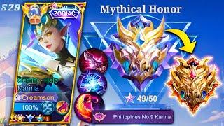 MY LAST KARINA MATCH TO REACH MYTHICAL GLORY! | SUPER INTENSE GAME - Mobile Legends