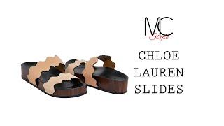 Chloe Shoe Lauren Slides Camel Leather / Sand Suede 39 / 9