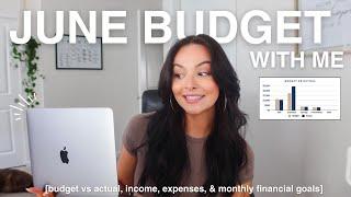 JUNE BUDGET WITH ME  | income vs expenses, spending reflection, monthly financial goals, & more!