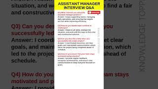 Assistant Manager Interview Questions and Answers