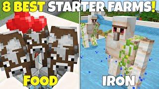 8 BEST Early Game Starter Farms You WILL NEED! Minecraft Bedrock Edition