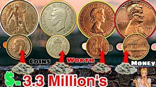 Top 4 Most Valuable one penny,One Cent and Shilling coins worth a lot of money! Coins Worth Money!