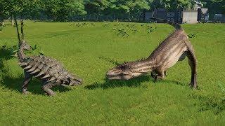 Ankylosaurus(Modified) VS Carcharodontosaurus, Spinoraptor, T-Rex and Spinosaurus - JWE