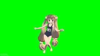 Kokonoe Rin Swimsuit  3D ANIMATION 1080p s01r01 green screen