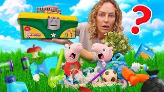 Peppa Wutz Spielzeug. Nicole repariert das Rohr. Spielzeug Video für Kinder mit Peppa und Nicole