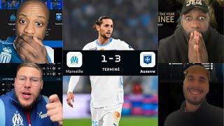 AUXERRE HUMILIE L'OM AU VÉLODROME 1-3 ( COMPILS DES REACTS) #om #auxerre #ligue1