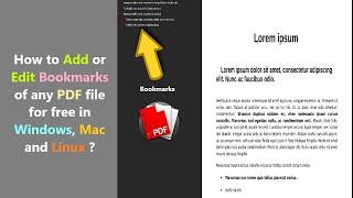 How to Add or Edit Bookmarks of any PDF file for free in Windows, Mac and Linux ?