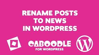 Rename posts as news in WordPress using caboodle