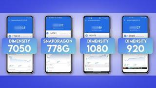 Dimensity 7050 Vs Snapdragon 778G Vs Dimensity 1080 Vs Dimensity 920 | Antutu Score & Specification