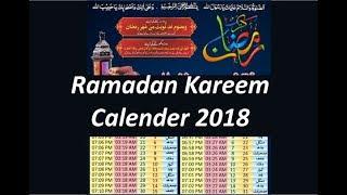 Ramadan Kareem Calender 2018 with Time Table