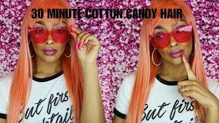 How To Dye A Synthetic Wig | 30 Minute Cotton Candy/Rose Gold Hair!!