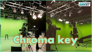 chroma key lighting, green screen background effects for TV HD news studio ceiling