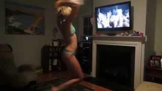 Hottest Bikini Mom and Phish fan ever dancing toilet paper