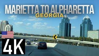 Driving from Marietta to Alpharetta (Atlanta Suburbs) in 4K - Sandy Springs - Georgia