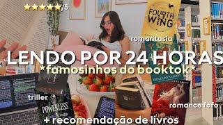 LENDO O MÁXIMO QUE CONSIGO EM 24 HORAS *FAMOSINHOS DO BOOKTOK* + RECOMENDAÇÃO DE LIVROS ⏰