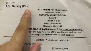 Anatomy And Physiology Exam Paper B.SC Nursing 1st Year Nov. 2019