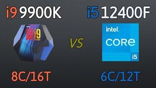 i5 12400f vs i9 9900k   benchmark and test in 5 games hight setting