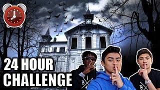 24 HOUR OVERNIGHT CHALLENGE IN HAUNTED HOUSE!!