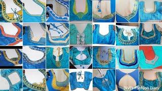 Skyblue colour blouse designs | Backneck blouse designs | Paithani blouse designs | Simple blouse